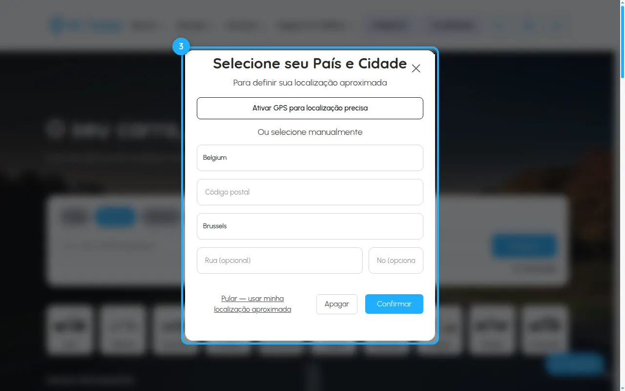 Passo 3: Defina sua localização